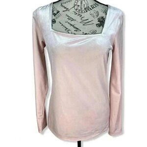 Halogen square neck velvet pink top- XS